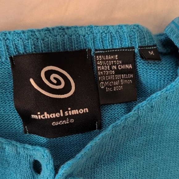 Vintage Michael Simon Blue Knit Cardigan - Picture 2 of 15